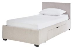 Hygena Lavendon 2 Drawer Single Fabric Bed Frame - Latte